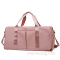 Custom high quality large foldable pink women multifunctional travel bag with shoe compartment